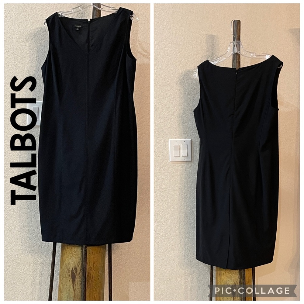 Talbots Women's Dress SZ: 14 Sleeveless Career Black Wool Blend Sheath